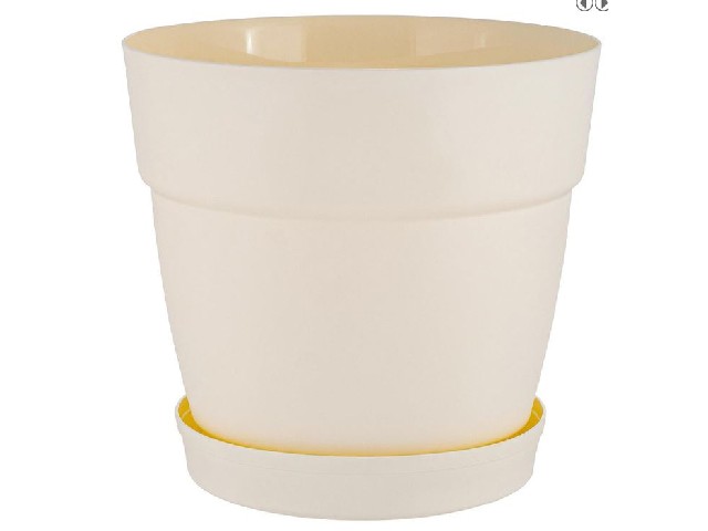 Горшок для цветов InGreen Villa de Fiori с фиксируемым поддоном 1,1л, D130мм, белоснежный жасмин